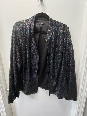 torrid Black Iridescent Sequin Bomber Jacket